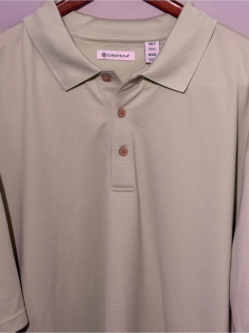 Cubavera Men's Sage Green Polo with Textured Knit